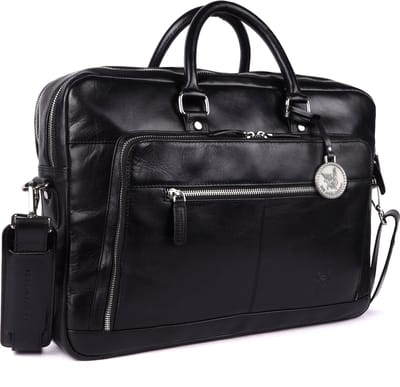 DE LAMASSU® (Aiden) Leren Laptoptas 16 Inch – Echt Leer – Met Organizer & Trolleyband – Slanke Premium Business Tas Unisex