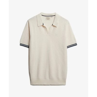 Superdry Johnny Collar Knitted Korte Mouw Poloshirt Beige 2XL Man
