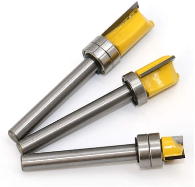 Allecto - Rechte Fluit Flush Trim Router Bit - 6mm - Houtbewerking Gereedschap - Set van 3 - Precisie snijden - Voor houtbewerking - Router bit cut...