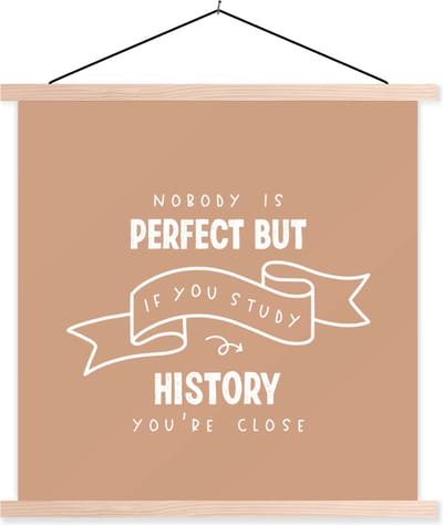 Posterhanger incl. Poster 40x40 cm - Schoolplaat - Quote - Geschiedenis - Studeren - Textielposter - Blanke latten
