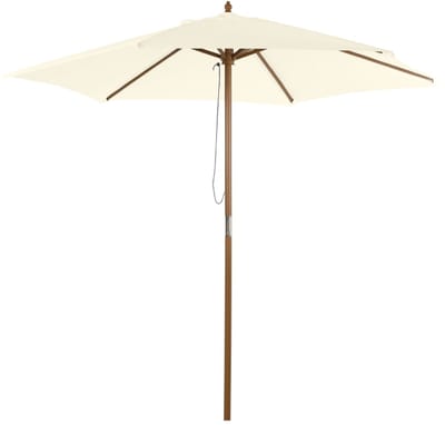 Premium Parasol - Tuinparasol met Touwkatrolmechanisme - Stokparasol - Ø250 x 230 cm - Strandparasol - Marktparasol - Kantelbaar & Verstelbaar - UV-Bestendig - Strand, Balkon, Terras & Tuin - Wit