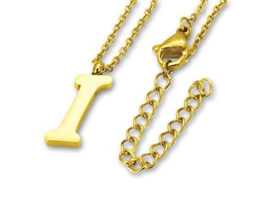 Amanto Ketting Letter I Goldcolor - 316L Staal - Alfabet - 17x5mm - 50cm