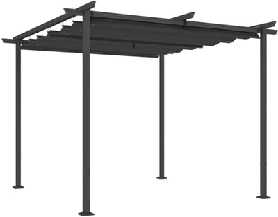 Luxe Pergola - Prieel - Paviljoen met Verstelbaar Dak - Tuinpaviljoen - 3 x 3 m - UPF30+ Bescherming - Tuinpergola - Overkapping - Terrasoverkapping – Tuinpaviljoen Buiten - voor Terras, Tuin, Balkon - Donkergrijs