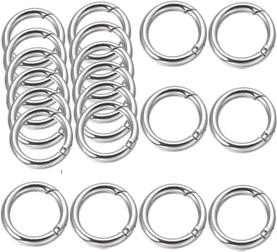 SnelShoppen - 20 Stuks Spring O-Ringen - Zinklegering Carabiner Clips - Lichtgewicht en Duurzaam voor Sleutelhangers, Sieraden, DIY Projecten, Tassen