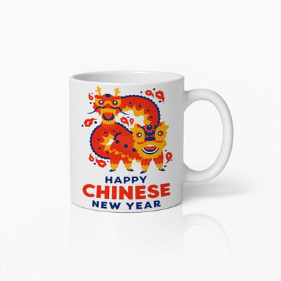 Vrolijke Chinees Nieuwjaar Mok 330ml – Feestelijke Draak Ontwerp Koffiebeker – Perfect Cadeau voor Chinees Nieuwjaar Viering