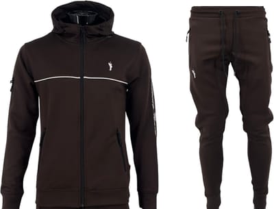 Hitman - Trainingspak Heren - Joggingpak Heren - Sportkleding Heren - Cadeau voor Man - Donker Bruin - Maat XXL