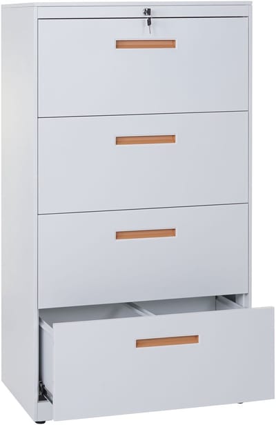 Hangmappenkast MCW-A10, archiefkast stalen kantoorkast, A4 afsluitbaar ~ 132x76x46cm wit