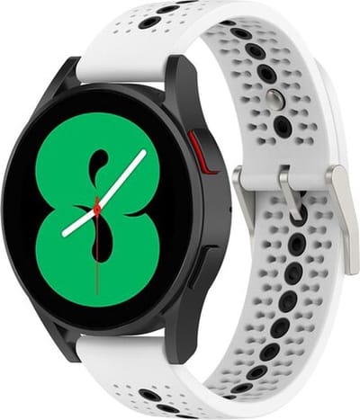 By Qubix - Dot Pattern bandje 20mm - Wit - Geschikt voor Samsung Galaxy Watch 7 (40 & 44mm) - Galaxy Watch FE - Galaxy Watch 6 - Galaxy Watch 6 Pro - Galaxy Watch 5 - 5 Pro - Galaxy Watch 4 - 4 Classic - Active 2 - Watch 3 (41mm)