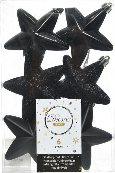 Decoris kersthangers - 6 stuks - 7.5cm - kunststof - mix