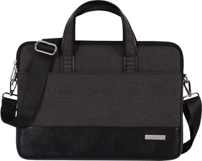 Laptoptas Zakelijk 15.6 Inch - Laptophoes met Schouderriem - Voor Dames & Heren - Laptop Sleeve met Handvat - Zwart / Donkergrijs