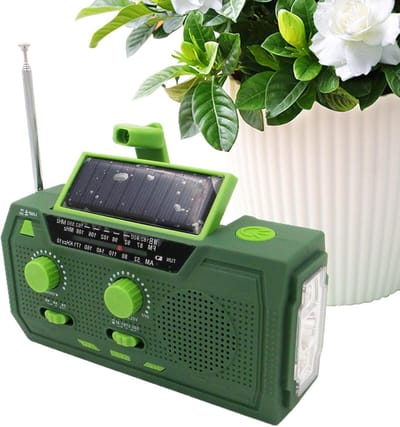 Zonneradio met zaklamp - Draagbare noodradio - Buitenactiviteiten en noodsituaties - Zonne- en slinger opladen - 145 cm lang - Groen