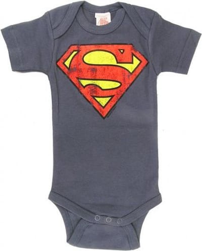 Superman Logo DC Comics Logoshirt baby romper grijs blauw - Logoshirt - 98/104