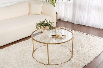 Asir - Salontafel - Goud, transparant - 100% gehard glas - 80 x 80 x 43 cm