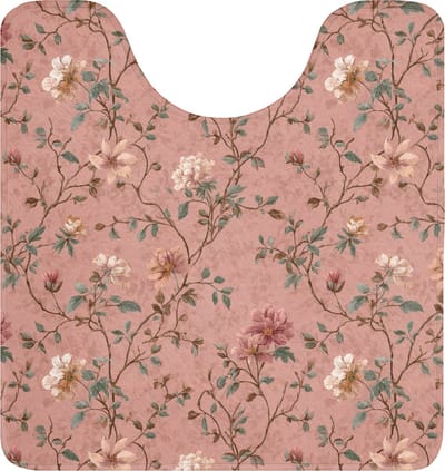 WC mat met uitsparing 55x60 cm - Antislip - Botanisch - Bloemen - Roze - Toiletmat met uitsnijding - Vloermat - Douchemat - Toilet tapijt - Toiletmatten