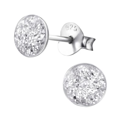 Aramat Jewels | Oorbellen | Sterling Zilveren Oorstekers Transparant Glitter 5mm | | | |5mm | Zilver | Kinderen, Volwassenen | Verkleurd niet