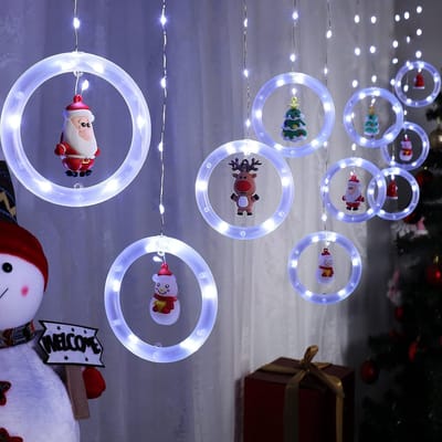 Kerst Raamverlichting 3 m x 0,65 m LED String Light Gordijn Fairy Light met 8 Modes Xmas Decoratie voor Indoor Party Bruiloft Slaapkamer (Koel Wit)