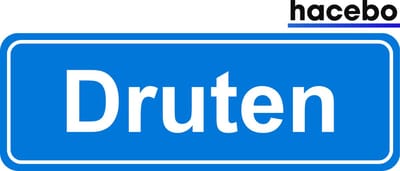 Hacebo - Plaatsnaam Sticker - 29x10 CM - Druten sticker - Verkeersborden sticker - grappige cadeaus - Druten