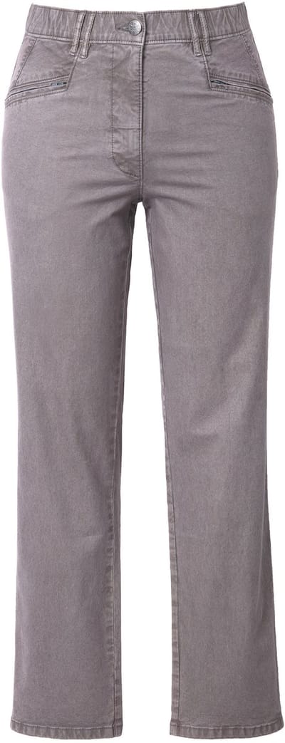 Ulla Popken - Dames - Broek Mony taps toelopende pijpen ritszakken stretch - Grafietgrijs - Maat 124