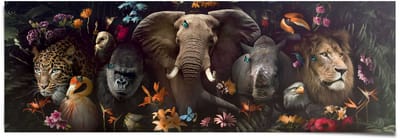 Poster Jungle Fantasie - 53 x 158 - Papier - REINDERS