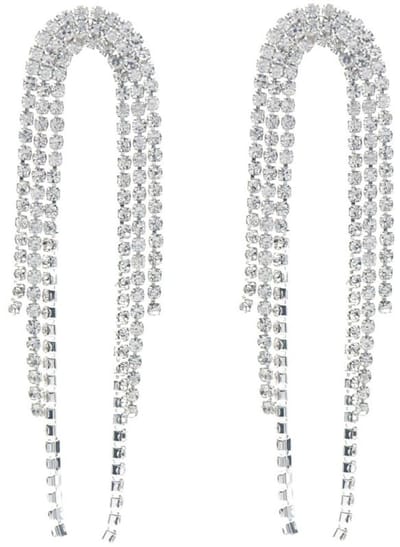 Oorbellen - Oorhangers - Steentjes - 8cm - Zilverkleurig