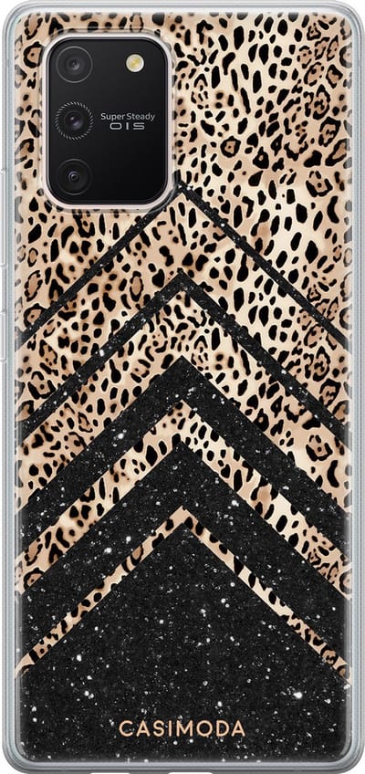 Casimoda® hoesje - Geschikt voor Samsung S10 Lite - Chevron Luipaard - Backcover - Siliconen/TPU - Zwart