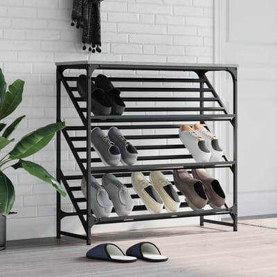 vidaXL - Schoenenrek - 90x30x85 - cm - bewerkt - hout - grijs - sonoma