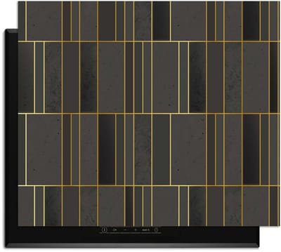 KitchenArt - Midnight Grid – Inductie Beschermer - 65x52 cm - Kookplaat Beschermer - Luxe Afdekplaat Inductieplaat - Anti-slip & Oprolbaar - Beschermmat Inductiekookplaat