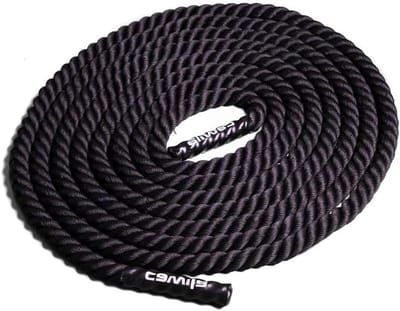 Battle Gym Rope - Fitness Touw Trainingstouw - Kracht Uithoudingsvermogen - Hoogwaardig Afgewerkt - 12 meter - Zwart