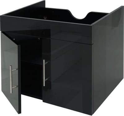 Wastafelonderkast MCW-D16, wastafelonderkast, badkamermeubel, MVG hoogglans 60 cm ~ zwart