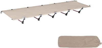 Veld Bed - Opvouwbaar Bed - Outdoor Kamperen - Ultralicht Aluminium - 190x65x15 cm - Beige