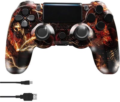 NAXSIR Draadloze PS4 Controller met Opvallend Comic Design – Bluetooth Gamepad met Explosieve Kleuren, Micro-USB Aansluiting, Oplaadbare Batterij​