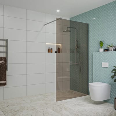 FugaFlow Eccelente Vetro inloopdouche badkamer - 110x200cm - rookglas - wandarm - chroom