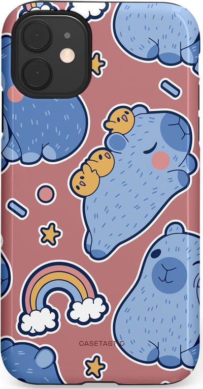 Casetastic Hoesje Geschikt voor Apple iPhone 11 - Stijlvolle Beschermende Duo-layer Case - Capibara knuffelvriend