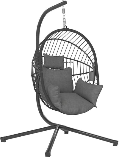 4goodz hangstoel voor binnen of buiten inclusief kussen 120x106x188 cm - Grijs