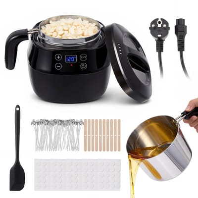Miryx Wax Smelter - Wax Apparaat - Ontharingsapparaat - 1L Kaarsen Maken - Mini Waxsmeltpot Set met Gietapparaat - Aromatherapie