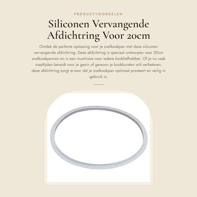 Dailygoods- Afdichtring Vervangend - Geschikt voor Snelkookpan - Siliconen - Eenvoudig te Reinigen - Kwaliteitsnormen - 20cm - Snelkookpanring