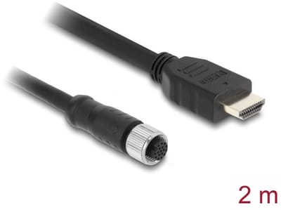 Delock M12 Cable A-coded 17 pin female to HDMI male 2 m black