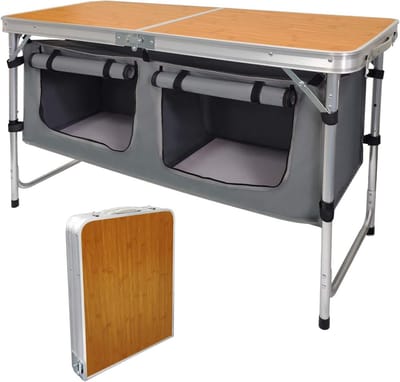 Opvouwbare campingtafel - Lichtgewicht buitenmeubel - Picknicken en kamperen - In hoogte verstelbaar - 119 x 45 x 70 cm