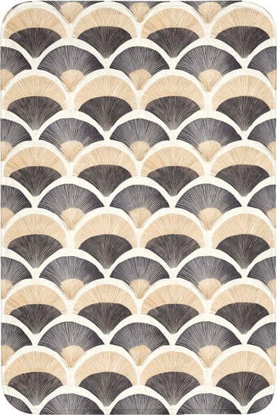 Badmat 60x90 cm - Antislip - Waaier - Patroon - Zwart - Beige - Badmatten voor badkamer - Badkamermat - Douchemat - Badkamer mat