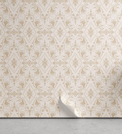 ABAKUHAUS Damascus Peelable & Adhesive Behang voor thuis, Classic Retro Nature, Zelfklevende Woonkamer Keukenaccent, 33 cm x 250 cm, Cream Tan