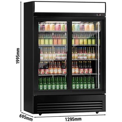 GGM Gastro Getränkekühlschrank - 880 Liter - mit 2 Glasschiebetüren & Werbedisplay