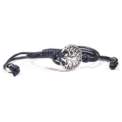 Armbandje - Tree of life antraciet - Katoen - Metaal - Antraciet