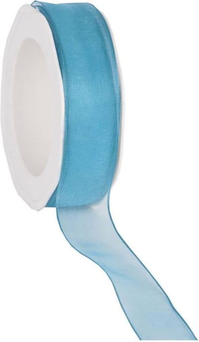 Wired organzalint Turquoise – 25 mm × 20 m – Organza