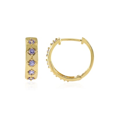 Cavill - Verguld 925 Sterling Zilveren Oorbellen met 10 Blauwe Tanzanieten Rondgeslepen 0,961 ct - Elegante Dames Sieraden - 21 mm