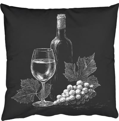 Sierkussens - Kussentjes Woonkamer - 50x50 cm - Wijnfles - Glas - Druiven - Bladeren