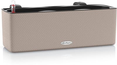 LECHUZA CUBE Color Triple - Plantenbak - met uitneembare binnenbak - met bewateringssysteem - ALL-IN-ONE set - zandbruin