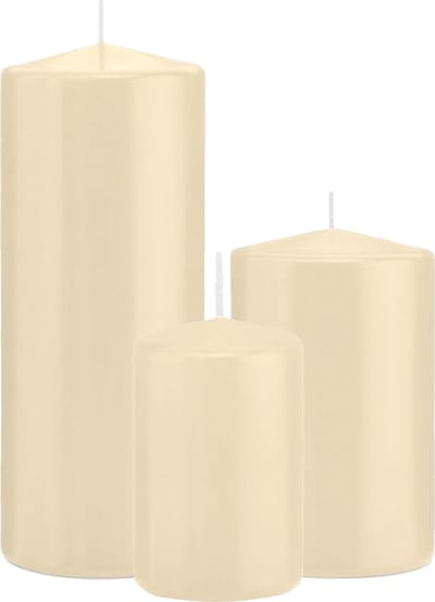 Trend Candles - Stompkaarsen set 3x stuks creme wit 12-15-20 cm