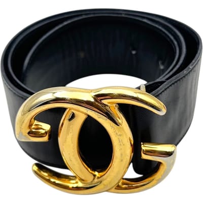 Vintage leren riem van Gucci met in elkaar grijpende gesp.