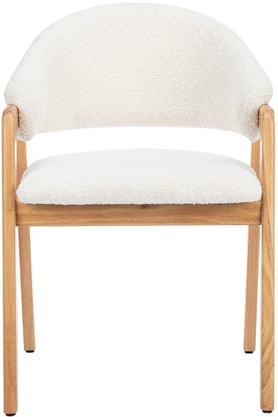 Vente-unique Set van 2 stoelen met armleuningen van boucléstof en heveahout - Wit - SOLUNA