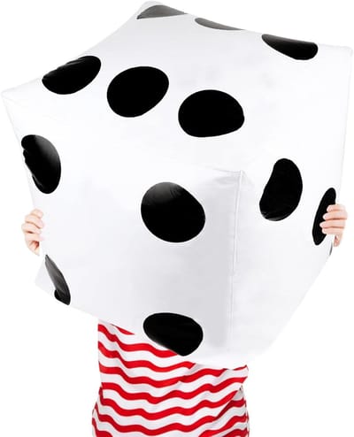 Opblaasbare Dobbelstenen - Gigantische Dobbelstenen - Feestdecoratie Spel - Jumbo formaat 20 inch - 1 stuk - Wit met zwart